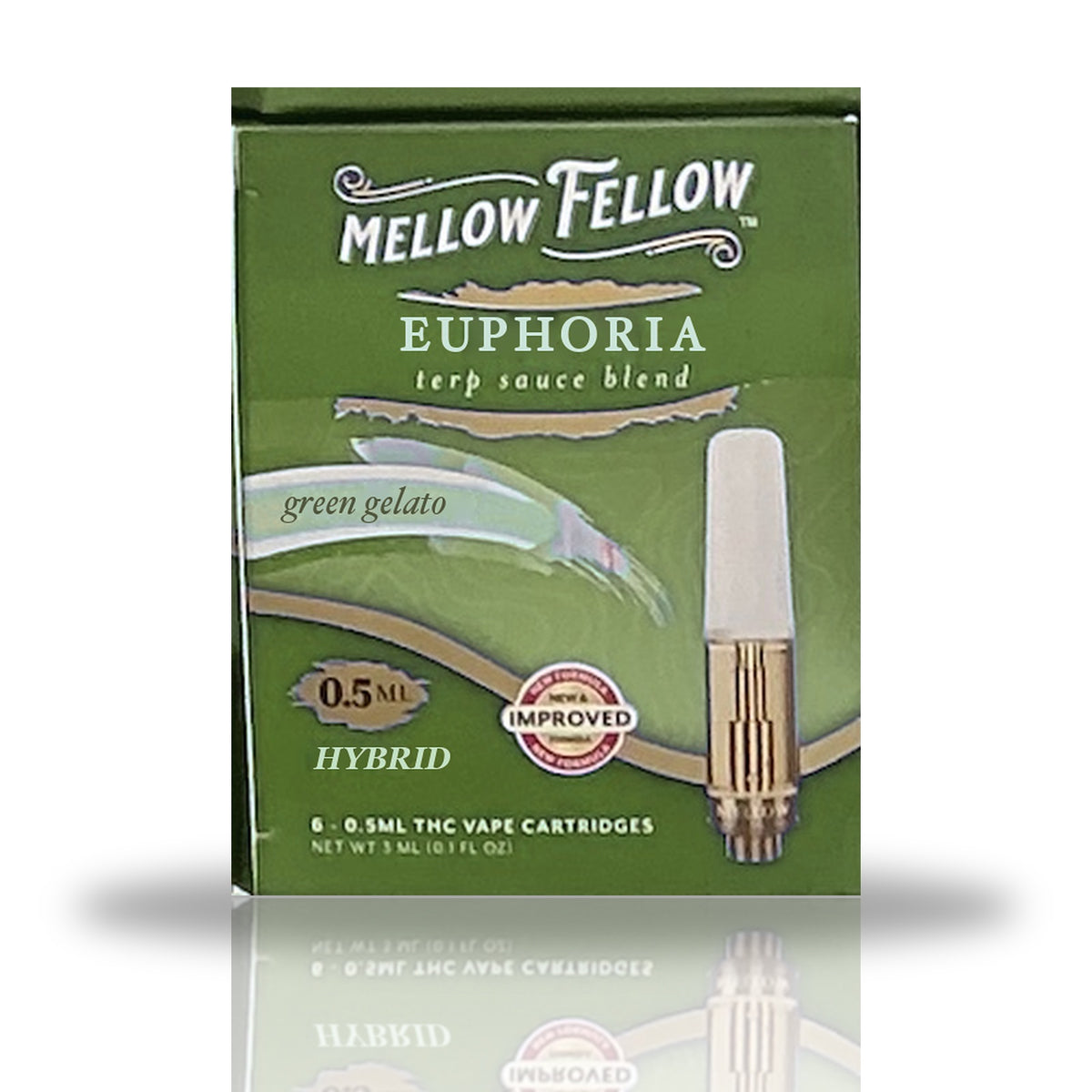 Mellow Fellow 0.5ML Terp Sauce Blend 510 Cartridge - Green Gelato (Hybrid / Euphoria)