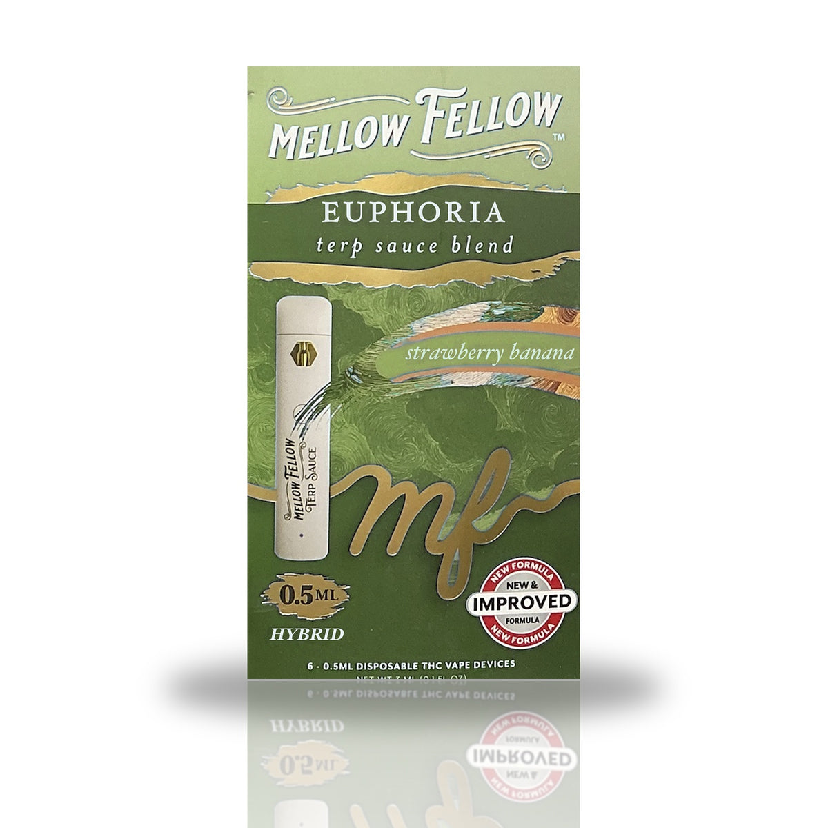 Mellow Fellow 0.5ML Terp Sauce Blend Disposable Vape - Strawberry Banana (Hybrid / Euphoria)