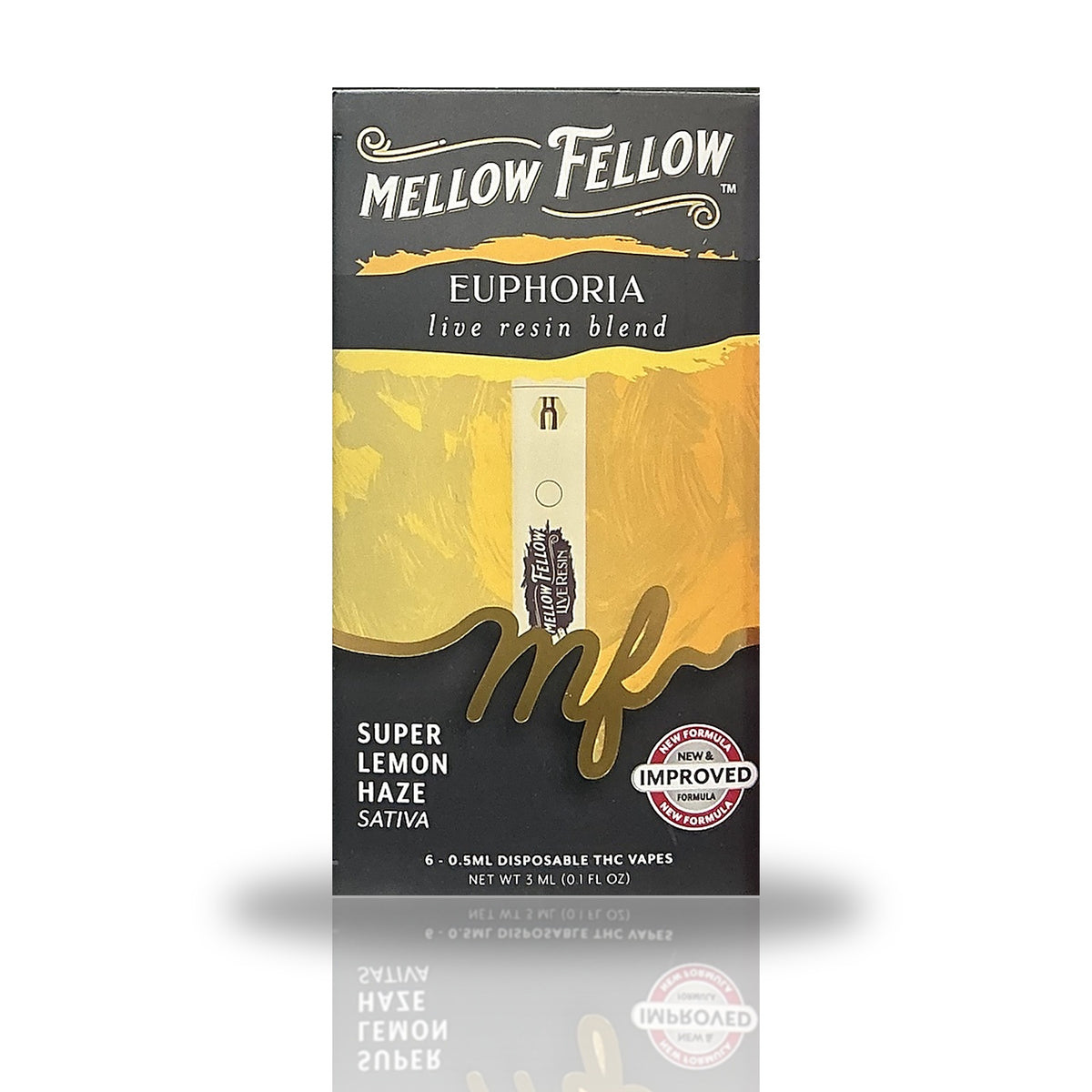 Mellow Fellow 0.5ML Live Resin Blend Disposable Vape - Super Lemon Haze (Sativa / Euphoria)