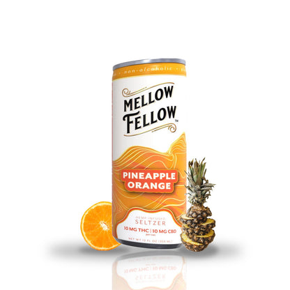 Pineapple Orange — can with fruit — Mellow Fellow THC Seltzer 10MG THC + 10MG CBD | 12oz with fruit