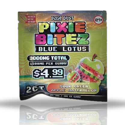 Pixie Dust Pixie Bitez Blue Lotus Gummies 3000MG 2ct - Sour Green Apple Watermelon