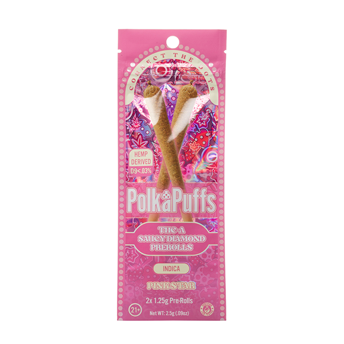 PolkaPuffs THC-A Saucy Diamond Prerolls Orange Creamsicle
