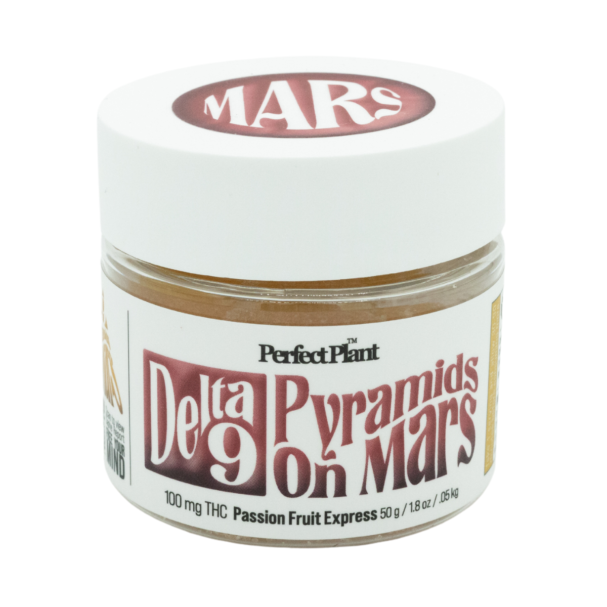 Perfect Plant Delta 9 Pyramids On Mars Passion Fruit Express THC gummies jar