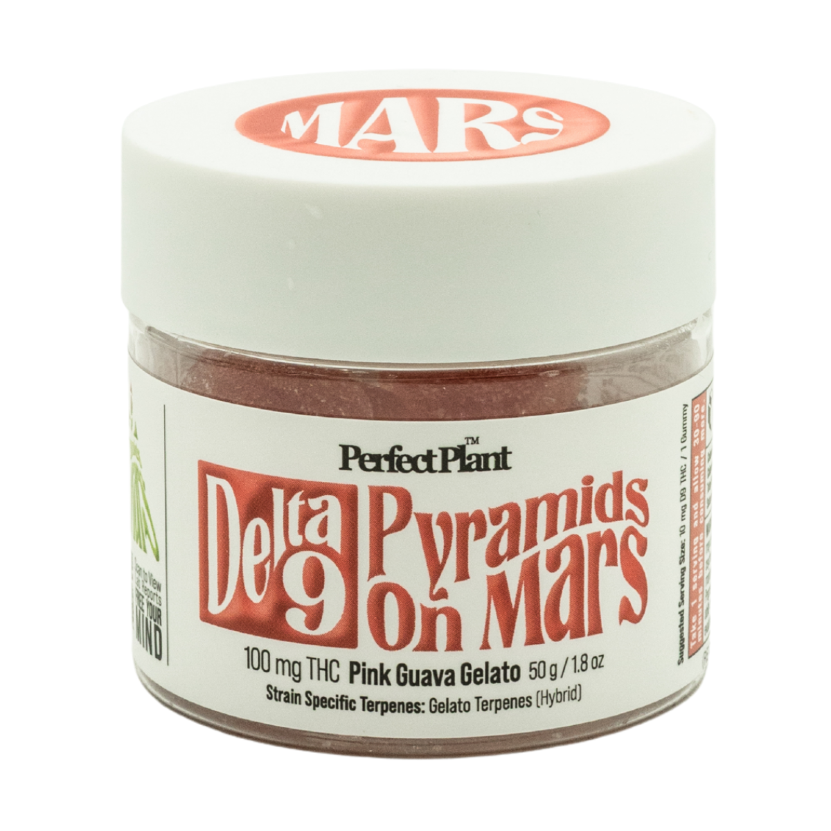 Perfect Plant Delta 9 Pyramids On Mars Pink Guava Gelato 100mg THC gummies jar