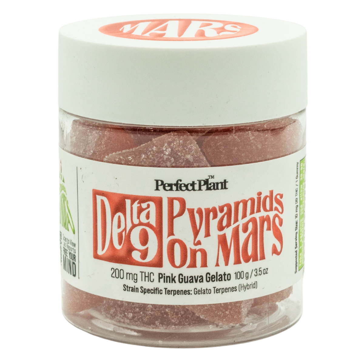 Perfect Plant Delta 9 Pyramids On Mars Pink Guava Gelato 200mg THC gummies jar