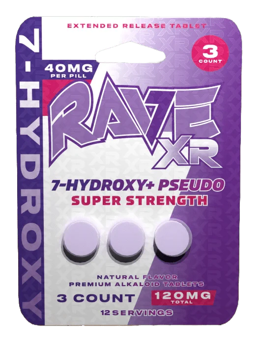 Rave 7-Hydroxymitragynine + Pseudo Extended Release Super Strength 40MG Per Pill(120 MG)