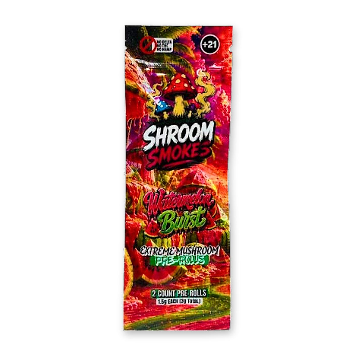 Shroom Smokes Extreme Mushroom Pre-Rolls Watermelon Burst 2ct pouch