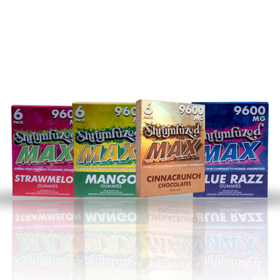 Shrumfuzed MAX 6 Pack 9600 MG - Strawmelon, Mango, Cinnacrunch Chocolates, Blue Razz