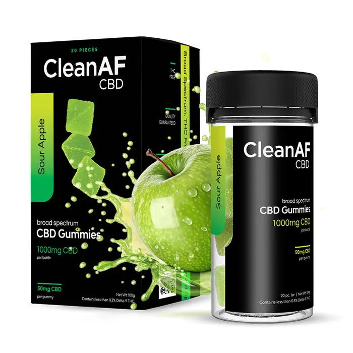 CleanAF CBD Gummies 50mg CBD per Gummy 20 Count