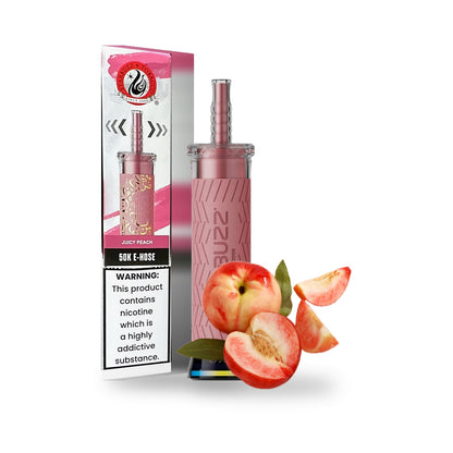 Juicy Peach — box, device & flavor — Starbuzz 50K E-Hose