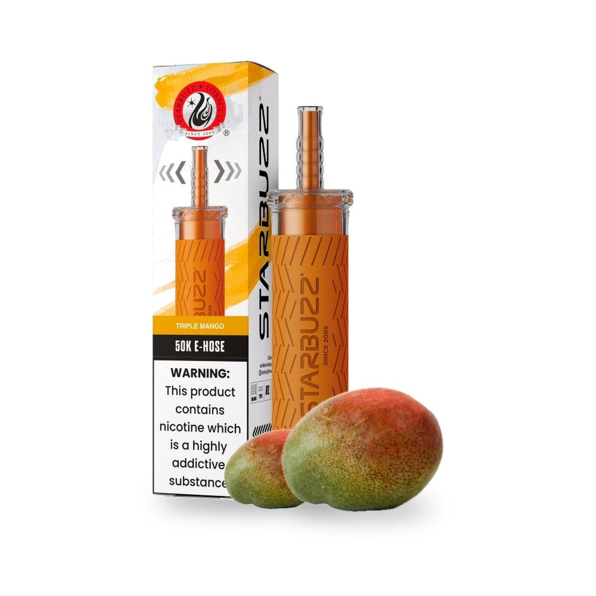 Triple Mango — box, device & flavor — Starbuzz 50K E-Hose
