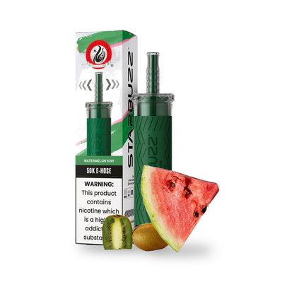 Watermelon Kiwi — box, device & flavor — Starbuzz 50K E-Hose