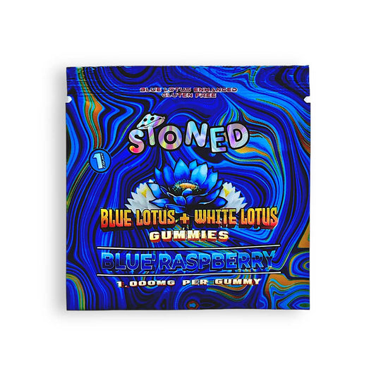 Stoned Blue Lotus + White Lotus Gummies 1ct (1,000MG) - Blue Raspberry