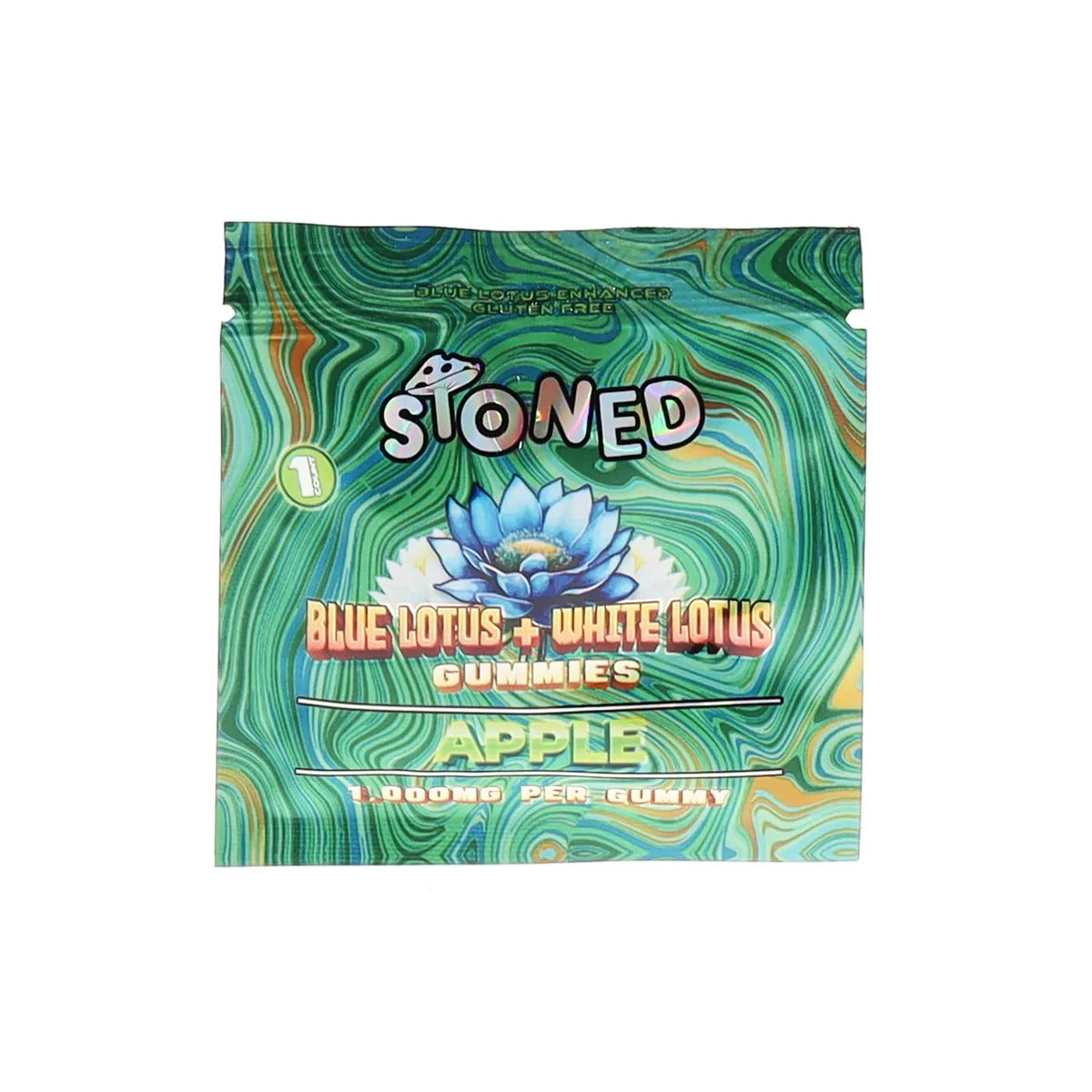 Stoned Blue Lotus + White Lotus Gummies 1ct bag, Apple