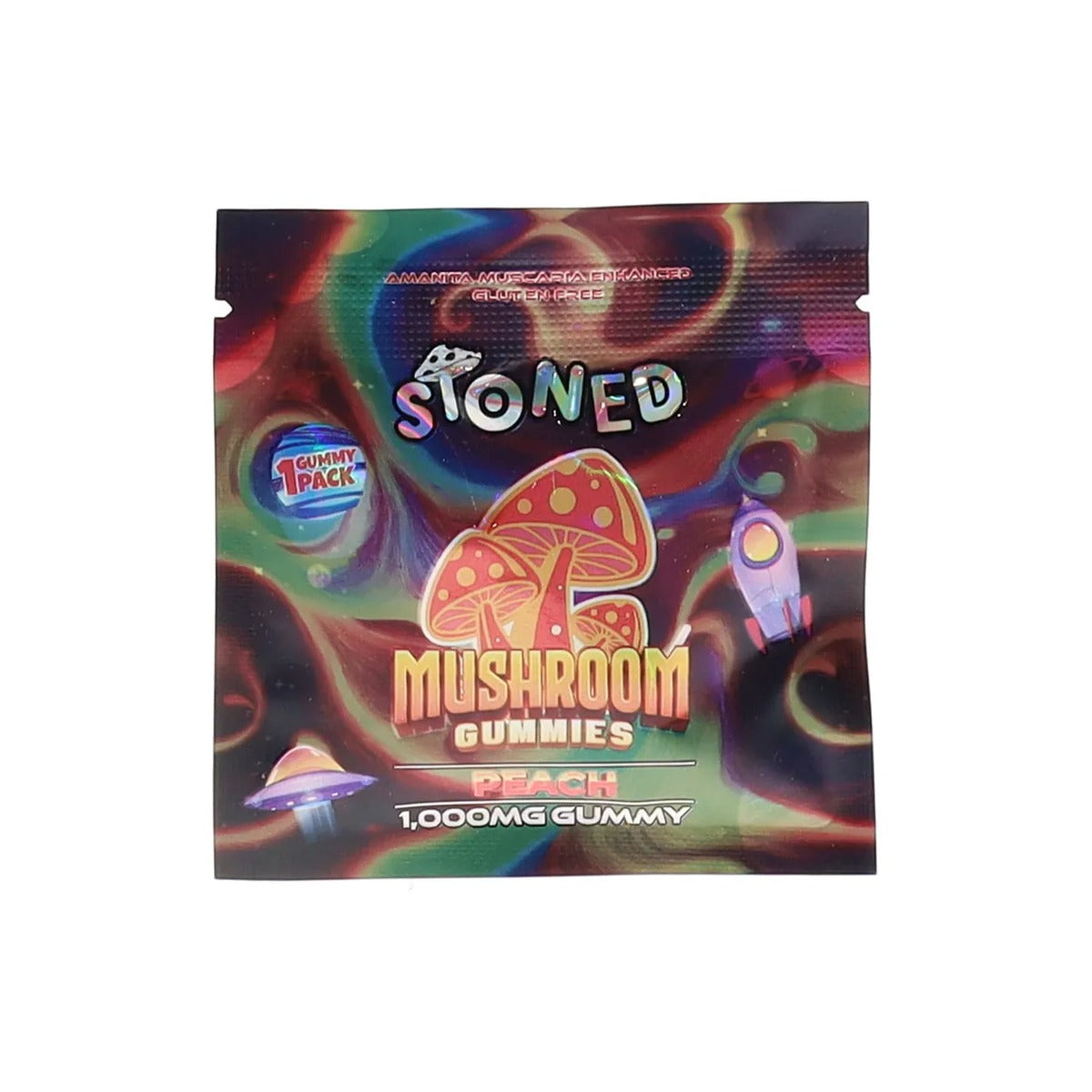 Stoned Mushroom Gummies 1ct bag, Peach