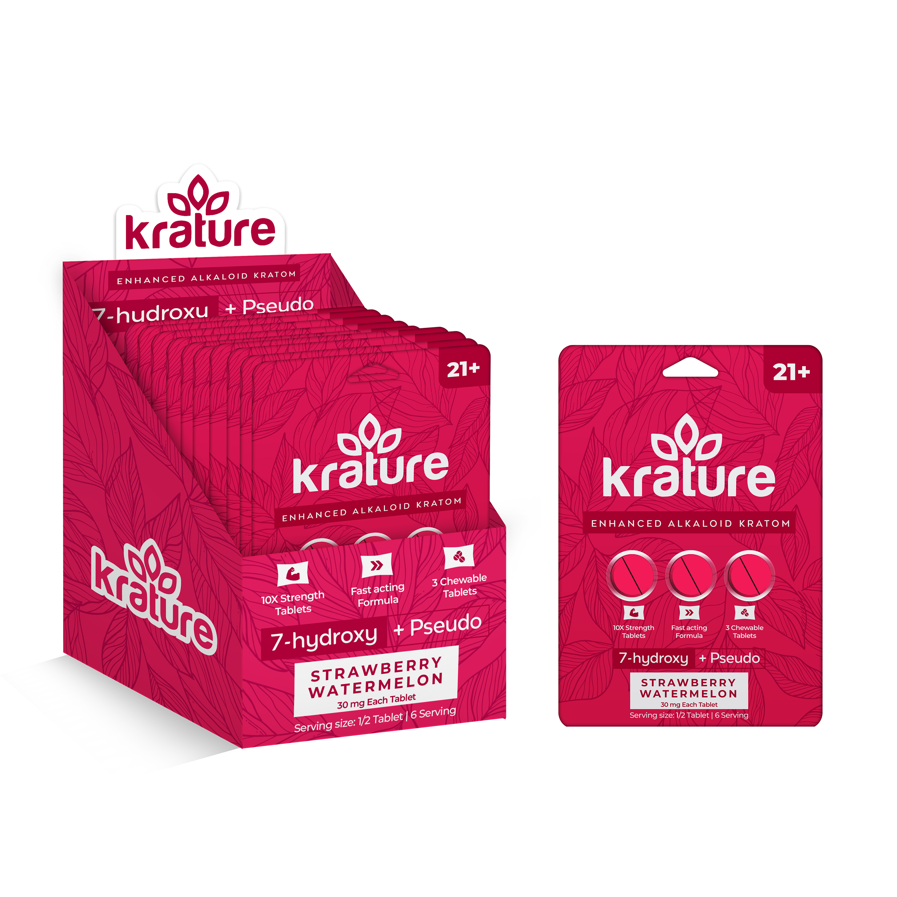 Krature Enhanced Alkaloid Kratom 7-Hydroxy+Psuedo(30Mg Per Tab)