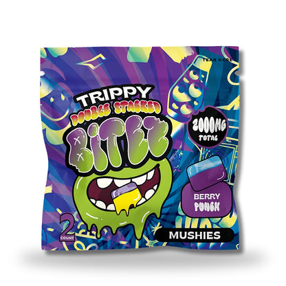 Trippy Bitez Mushies 2000MG 2ct - Berry Punch bag