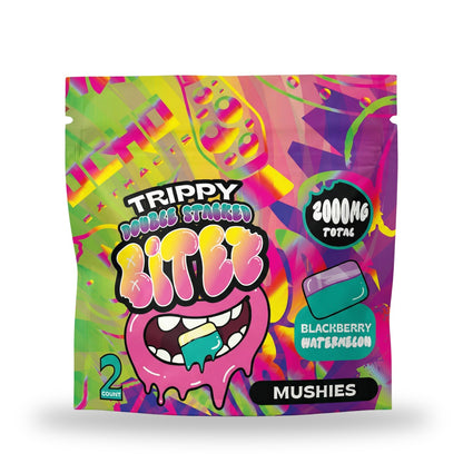 Trippy Bitez Mushies 2000MG 2ct - Blackberry Watermelon bag