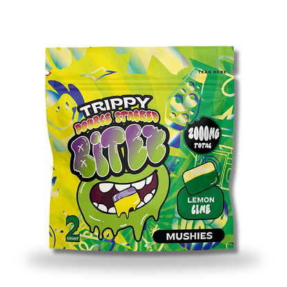 Trippy Bitez Mushies 2000MG 2ct - Lemon Lime bag