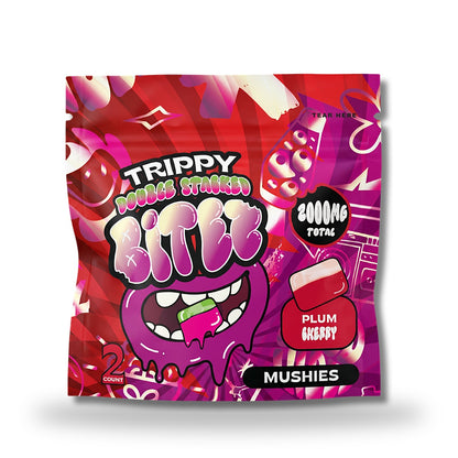 Trippy Bitez Mushies 2000MG 2ct - Plum Cherry bag
