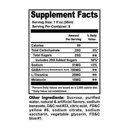 Teklean Red Syrup 4oz Boysenberry - Supplement Facts label