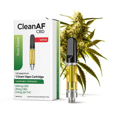 CleanAF CBD 1G Cart | 500mg CBD/25mg CBG/2.5mg D9