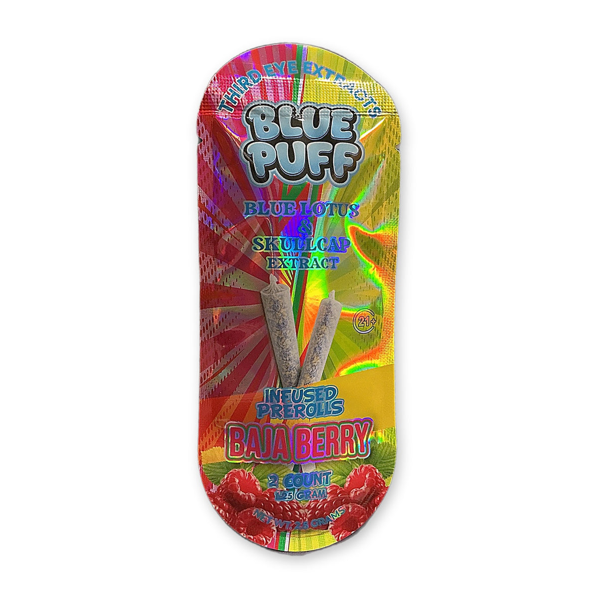 Third Eye Extracts Blue Puff Blue Lotus & Skullcap Infused Pre-Rolls Baja Berry 2ct pouch