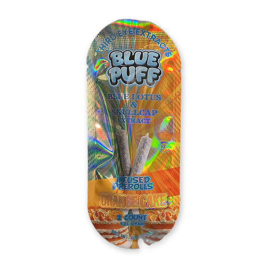 Third Eye Extracts Blue Puff Blue Lotus & Skullcap Infused Pre-Rolls Orange Cake 2ct pouch