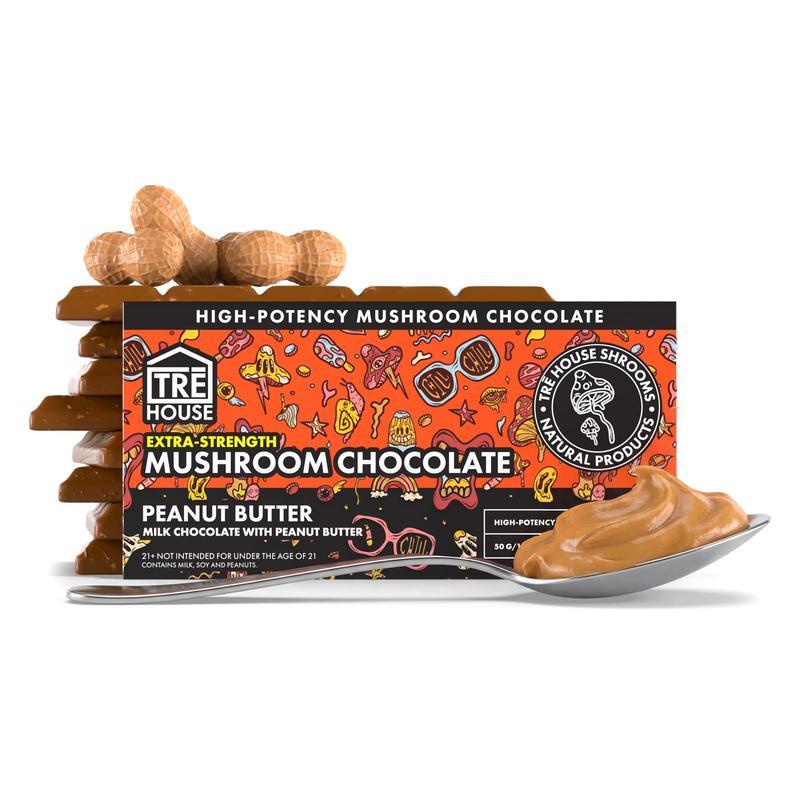 TRE House Extra-Strength Mushroom Chocolate Bar (15 Squares) - Peanut Butter