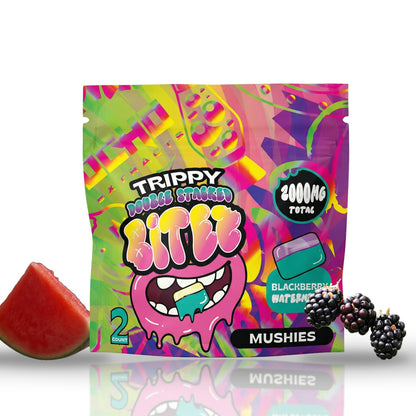 Trippy Double Stacked Bitez Mushies Mushroom Gummies 2000MG 2ct - Blackberry Watermelon