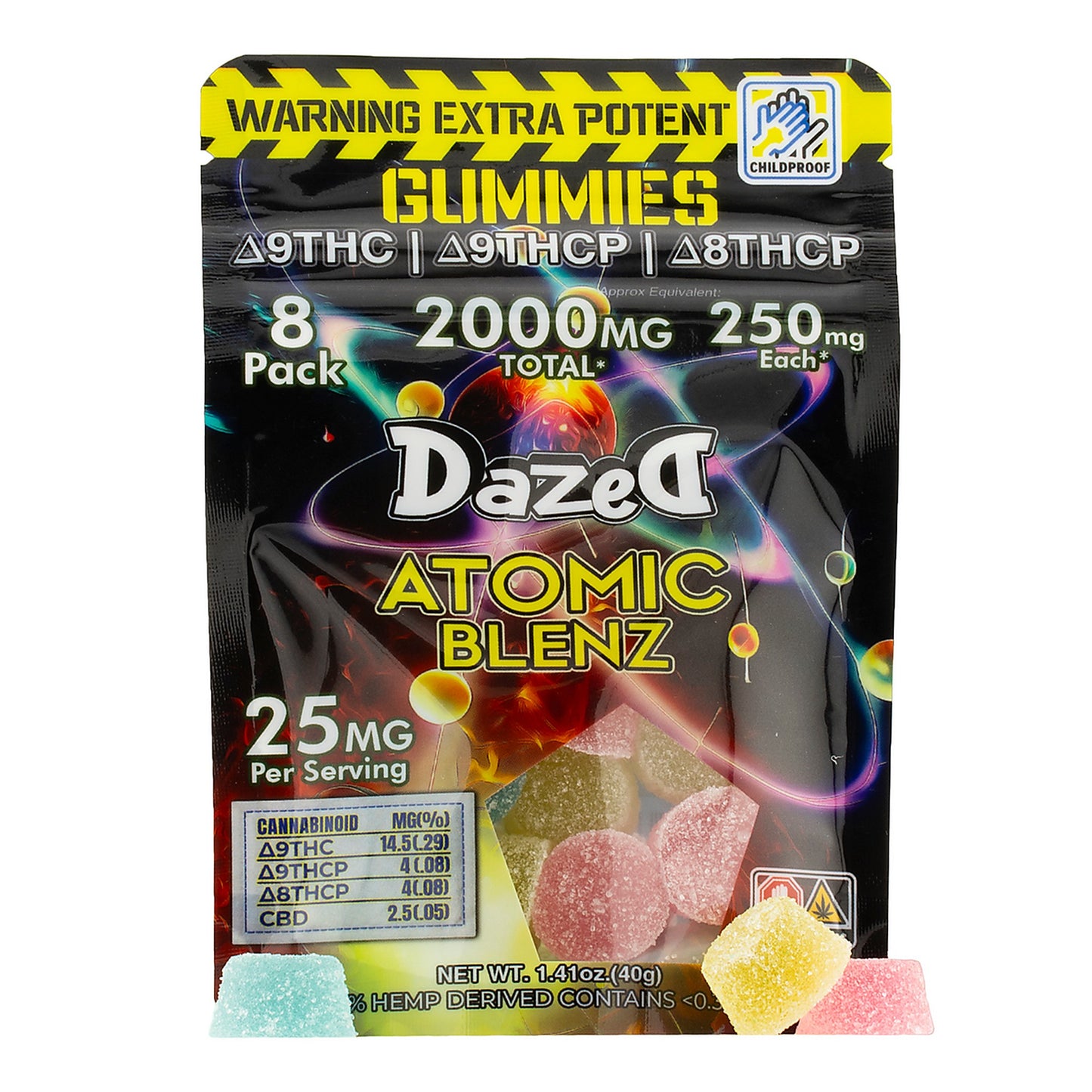 Dazed Atomic H Blenz 8 Pack 2000MG 250MG - Close-Up View