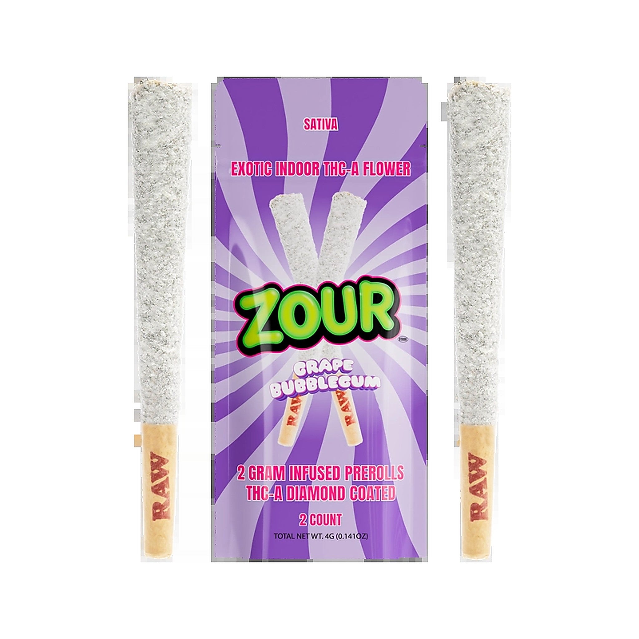 Zour Stash THC-A Diamond Coated 2 Gram Infused Prerolls(2 Count)