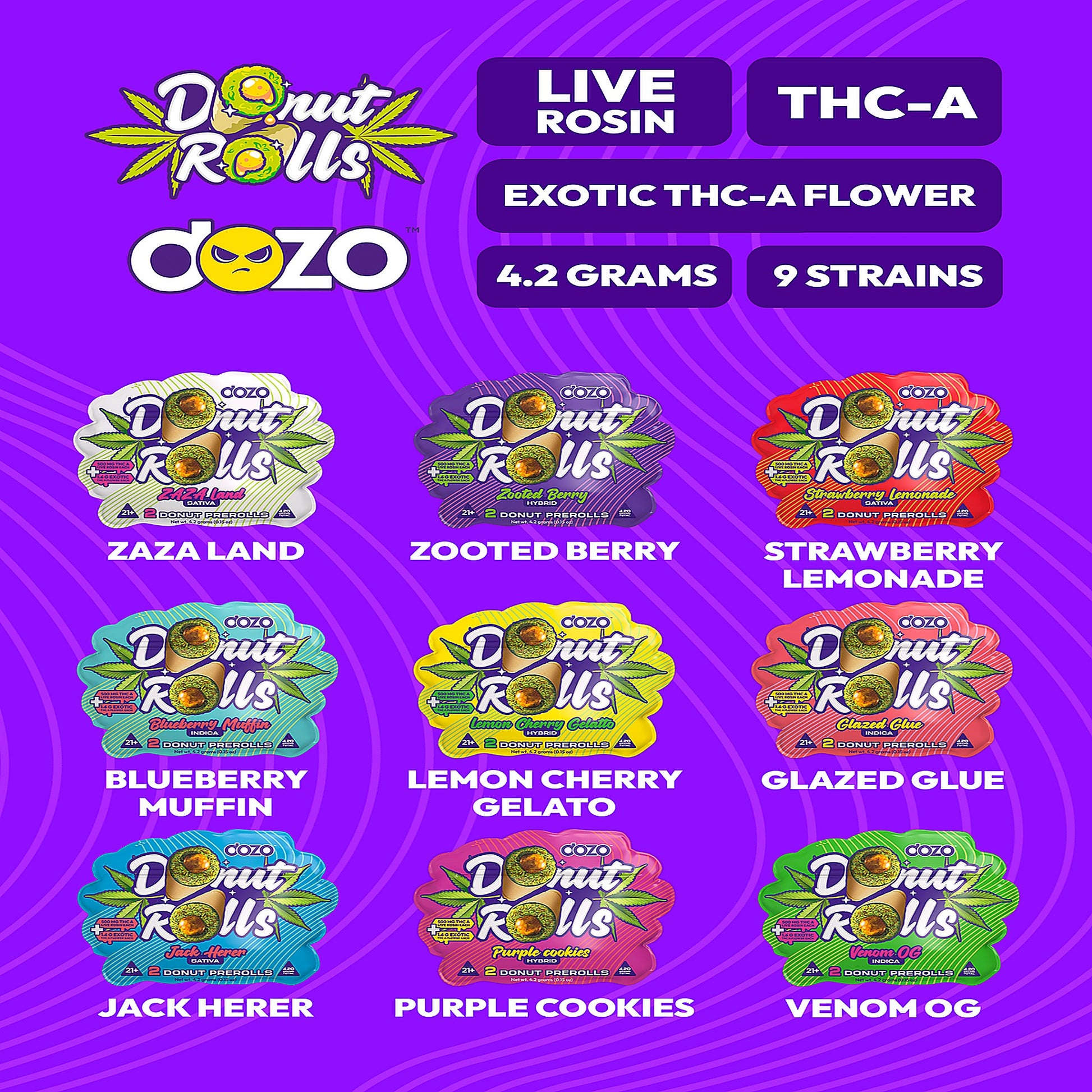 DOZO 2x THC-A + Live Rosin Donut Rolls(4.20 Grams Total) - View 13