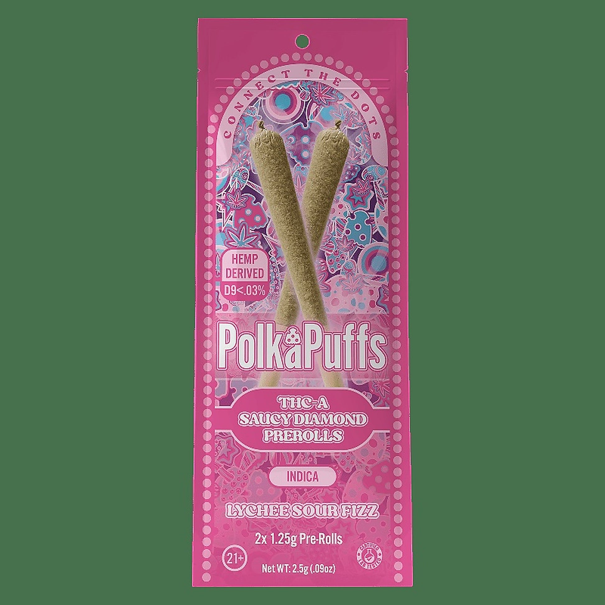 PolkaPuffs THC-A Saucy Diamond Prerolls Orange Creamsicle - Close-Up View