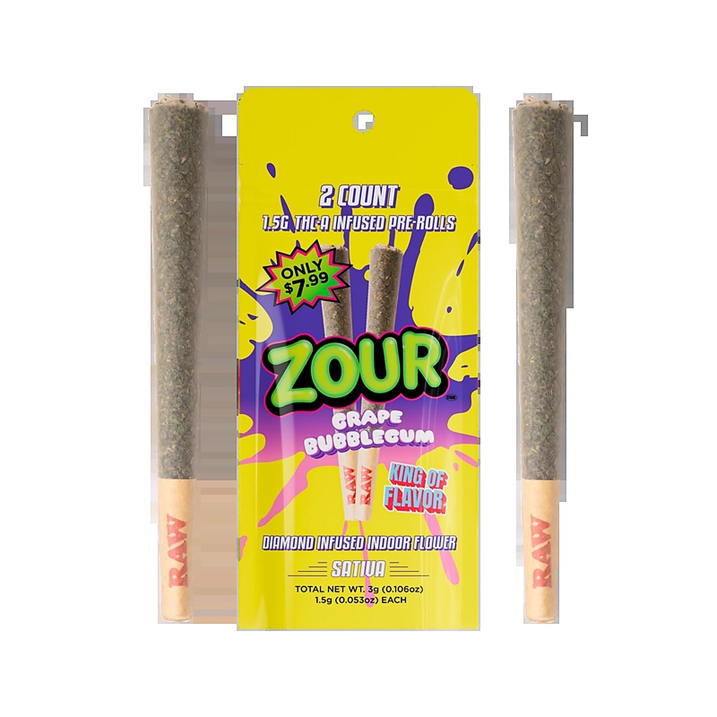Zour Stash THC-A Infused Pre-Rolls 2PK (3g Total) - Side View