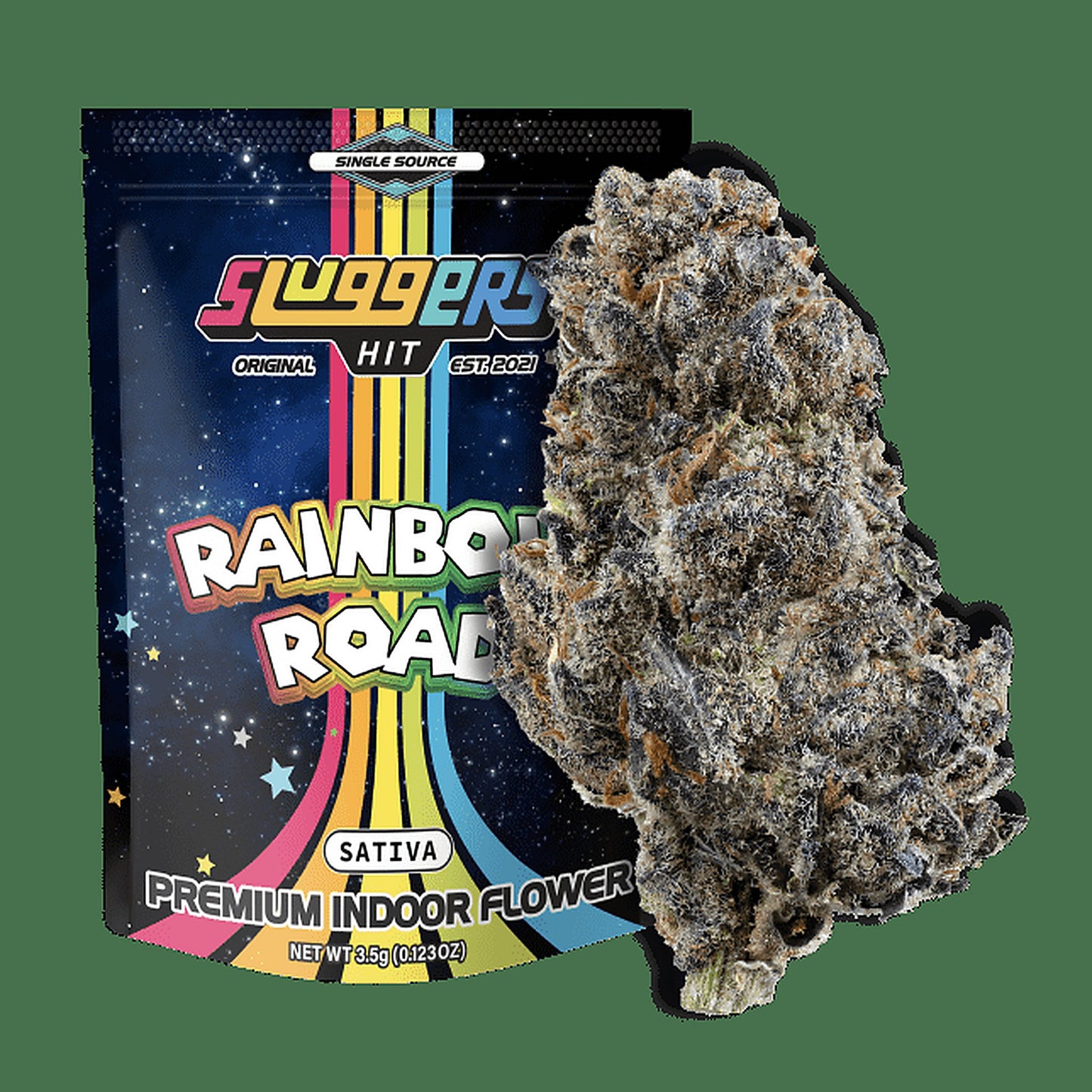 Sluggers Hit Rainbow Road (Sativa) Premium Indoor Flower 3.5G - Detail View