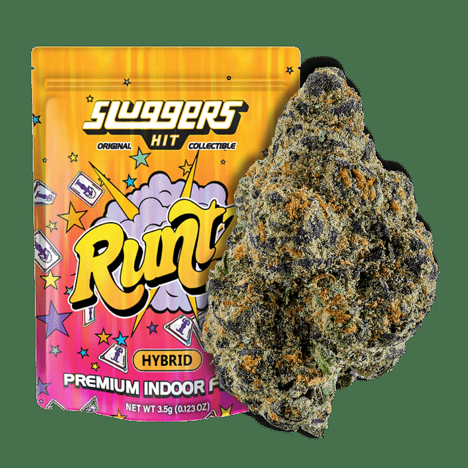 Sluggers Hit Runtz (Hybrid) Premium Indoor Flower 3.5G - Side View