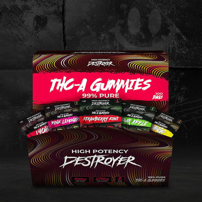 Destroyer High Potency 99% Pure THCA Gummies 10x2,500MG (25,000MG Total) - Close-Up View