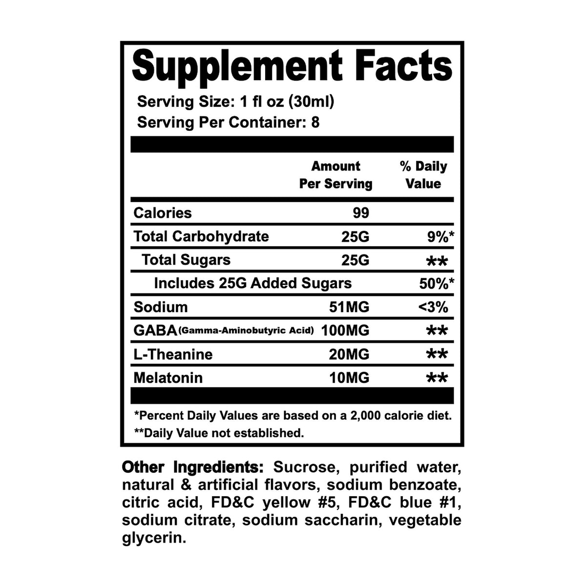 Wocklean Green Syrup 8oz - Supplement Facts label