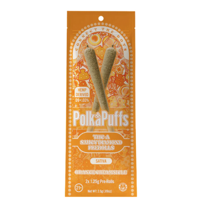 PolkaPuffs THC-A Saucy Diamond Prerolls Orange Creamsicle