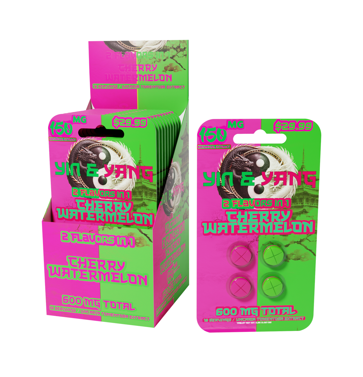 Yin & Yang 150MG Botanical Extract Tablets 4ct (7-oh Alternative) - Cherry Watermelon