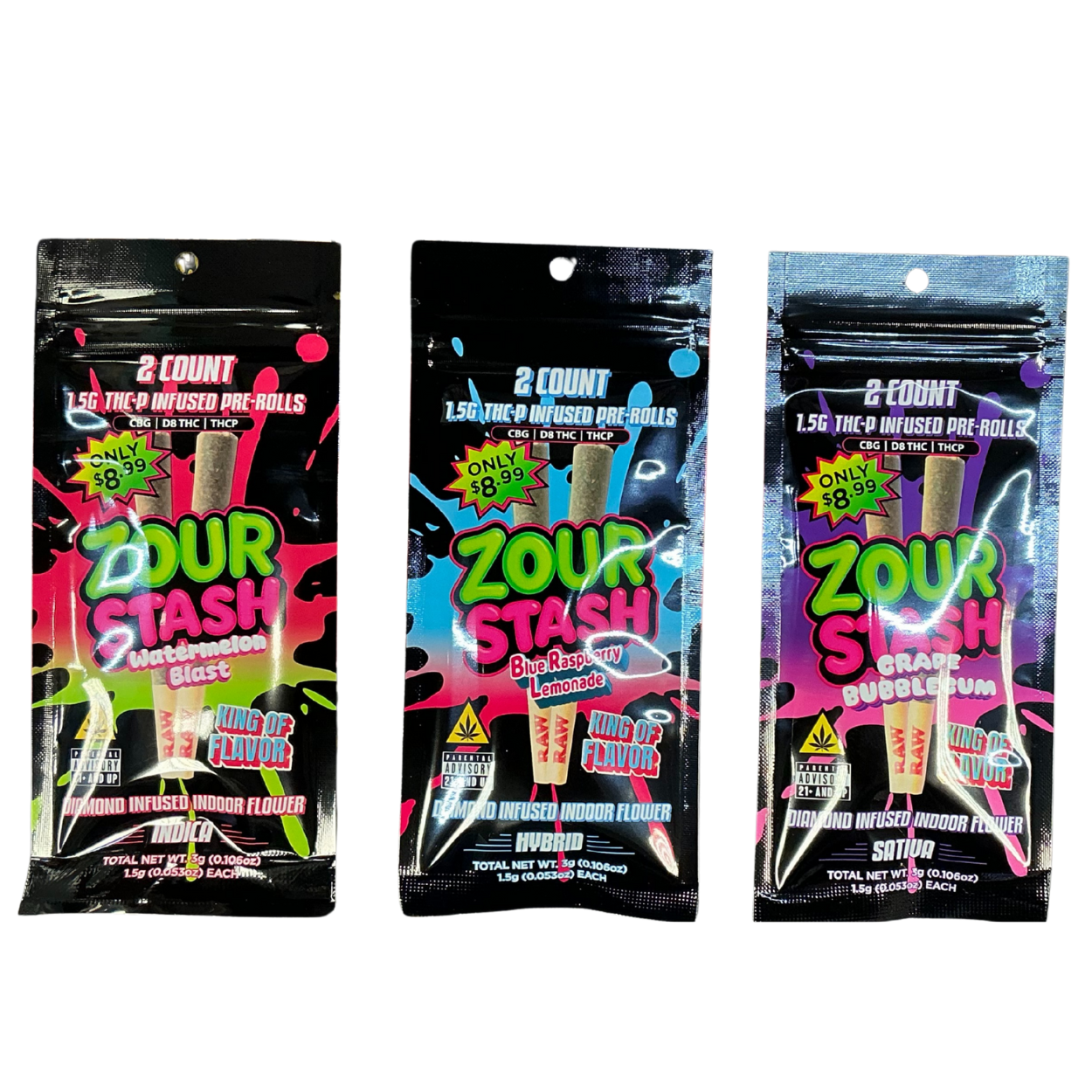Zour Stash THC-P Infused Pre-Rolls 2PK (3g Total)