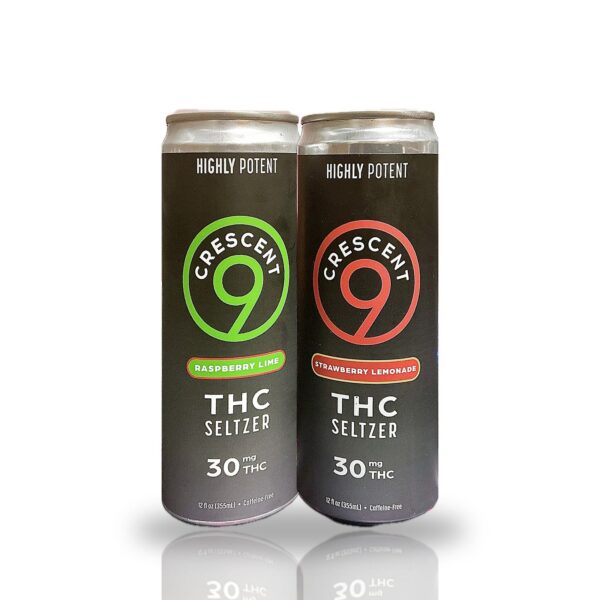 Crescent 9 THC Seltzer 30MG THC — Raspberry Lime and Strawberry Lemonade 12oz cans