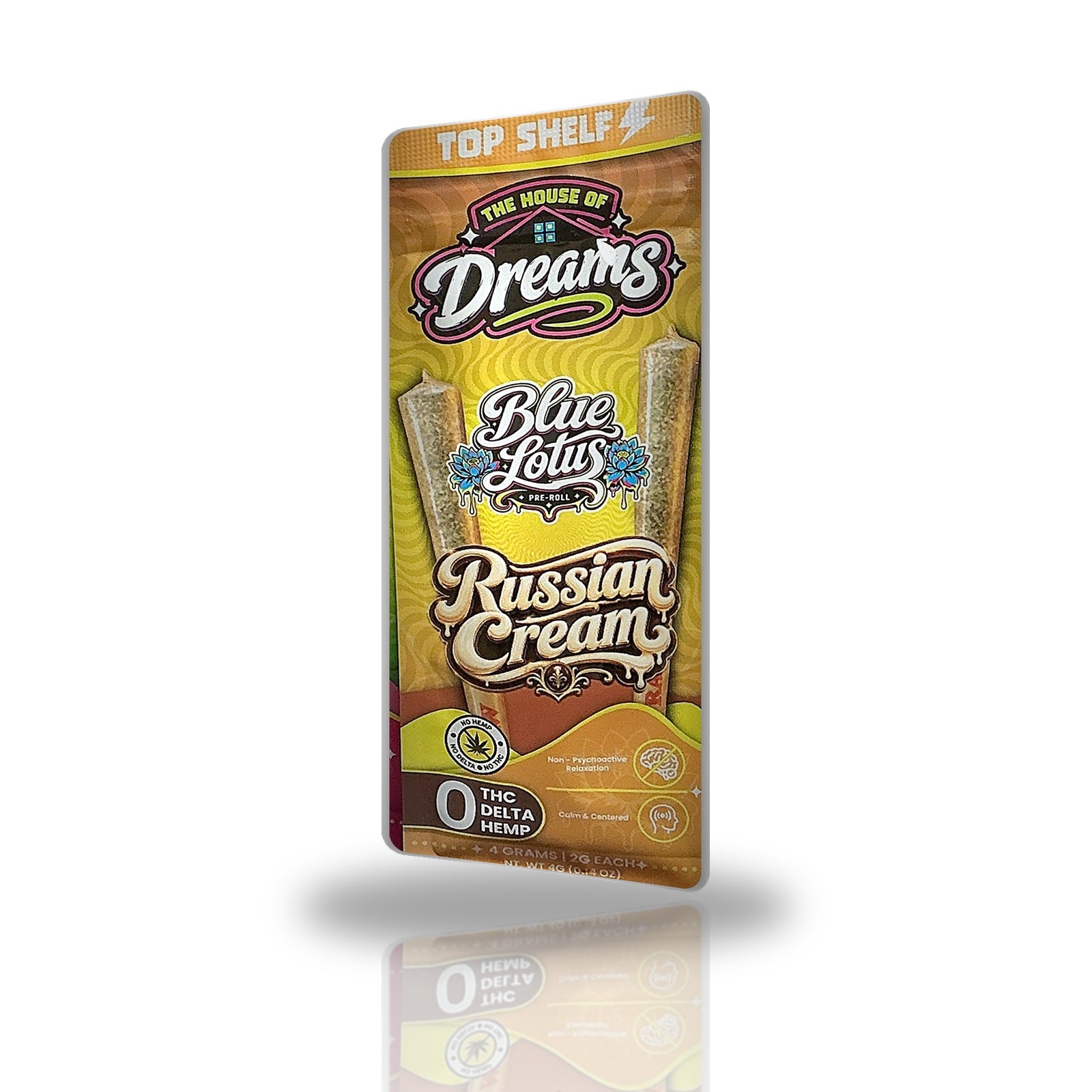 House of Dreams Russian Cream Top Shelf blue lotus pre-rolls 2ct pouch