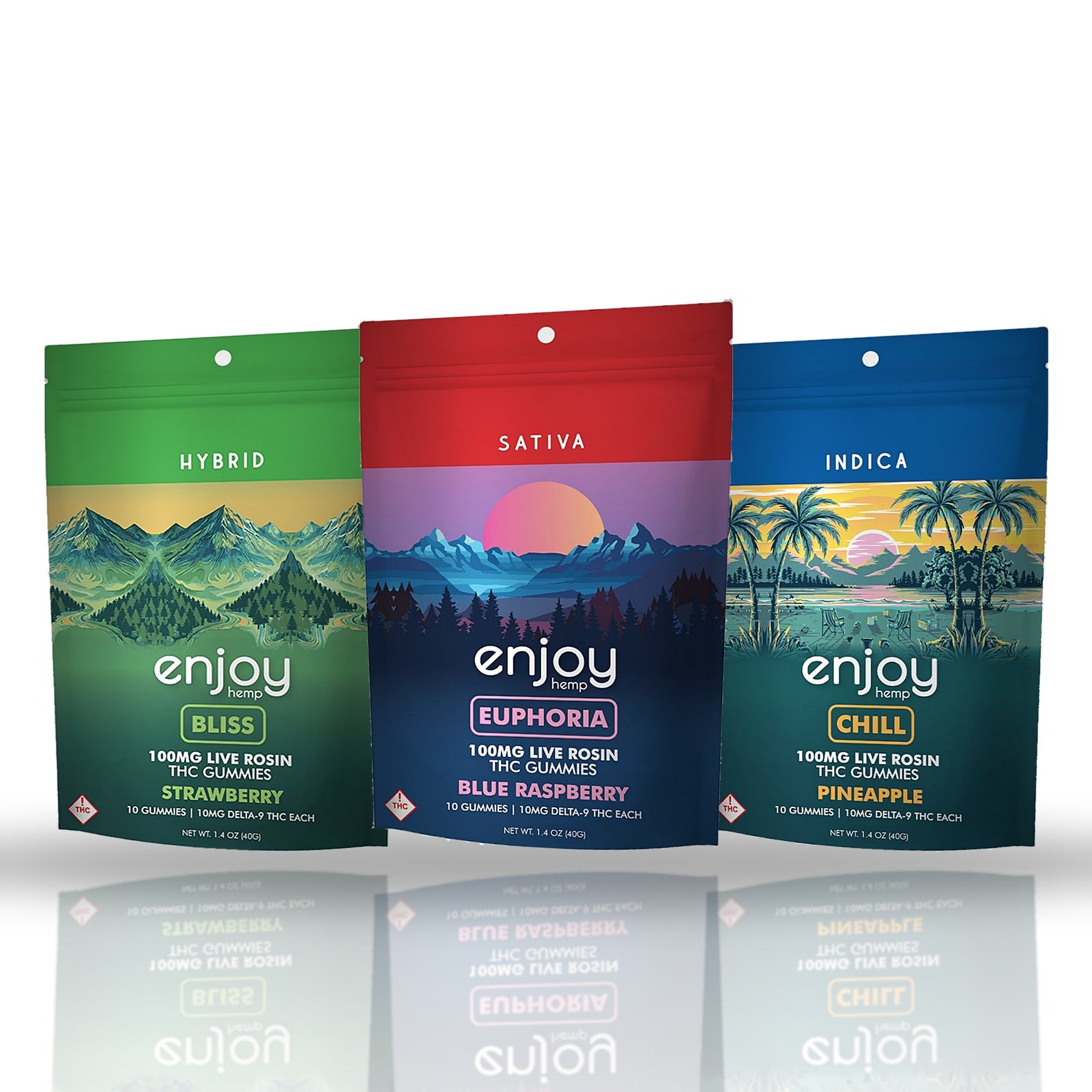 Enjoy Hemp 100MG live rosin THC gummies 10ct pouch — all options