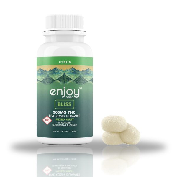 Enjoy Hemp live rosin gummies 25ct bottle with gummies — Bliss 300MG (Hybrid)