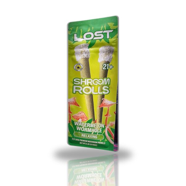 Lost Shroom Rolls Watermelon Wormhole mushroom pre-rolls 2ct pouch