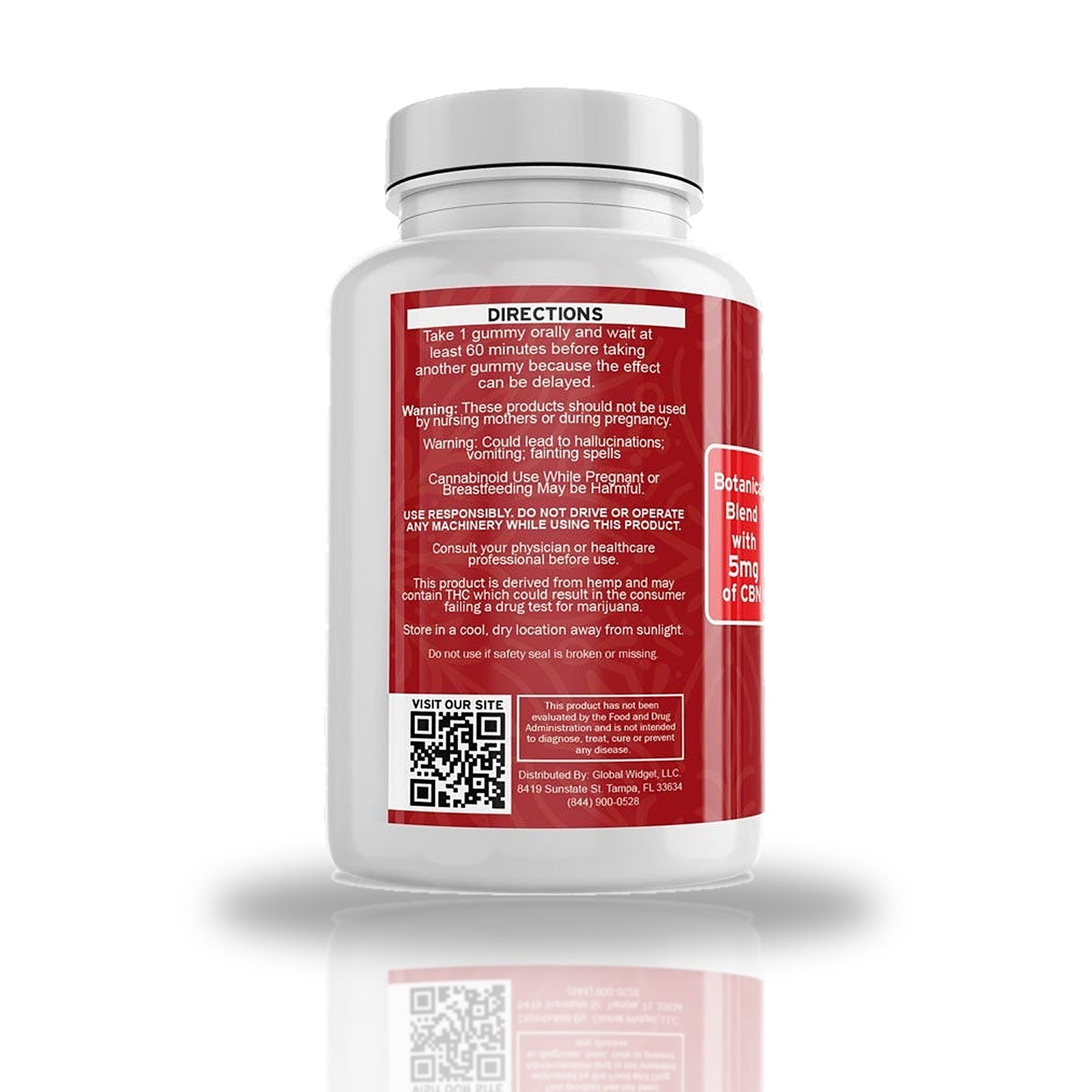 Mystic Labs Delta-9 THC Sleep Gummies 30ct — directions and warnings side of the label