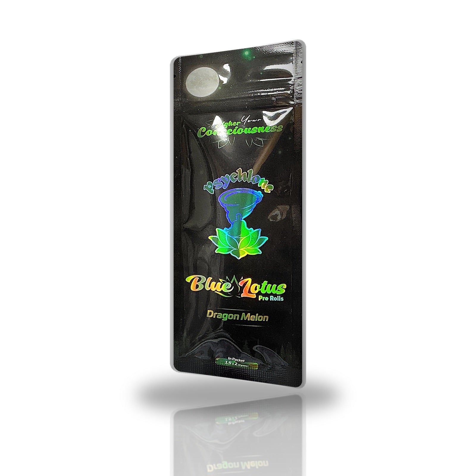 Higher Your Consciousness Psyclone Dragon Melon blue lotus pre-rolls 2ct pouch