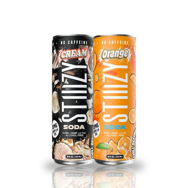 Stiiizy Delta 9 THC Soda — Cream 10MG and Orange 20MG 12oz cans